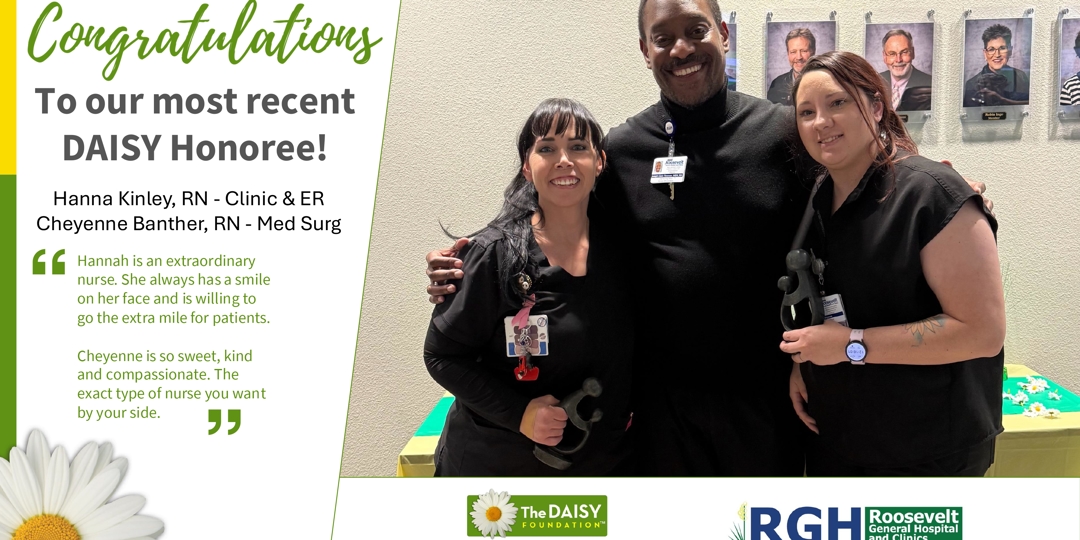 Pictured from left to right are Hannah Kinley, RN, CNO Joseph Thrower, and Cheyenne Banther, RN.